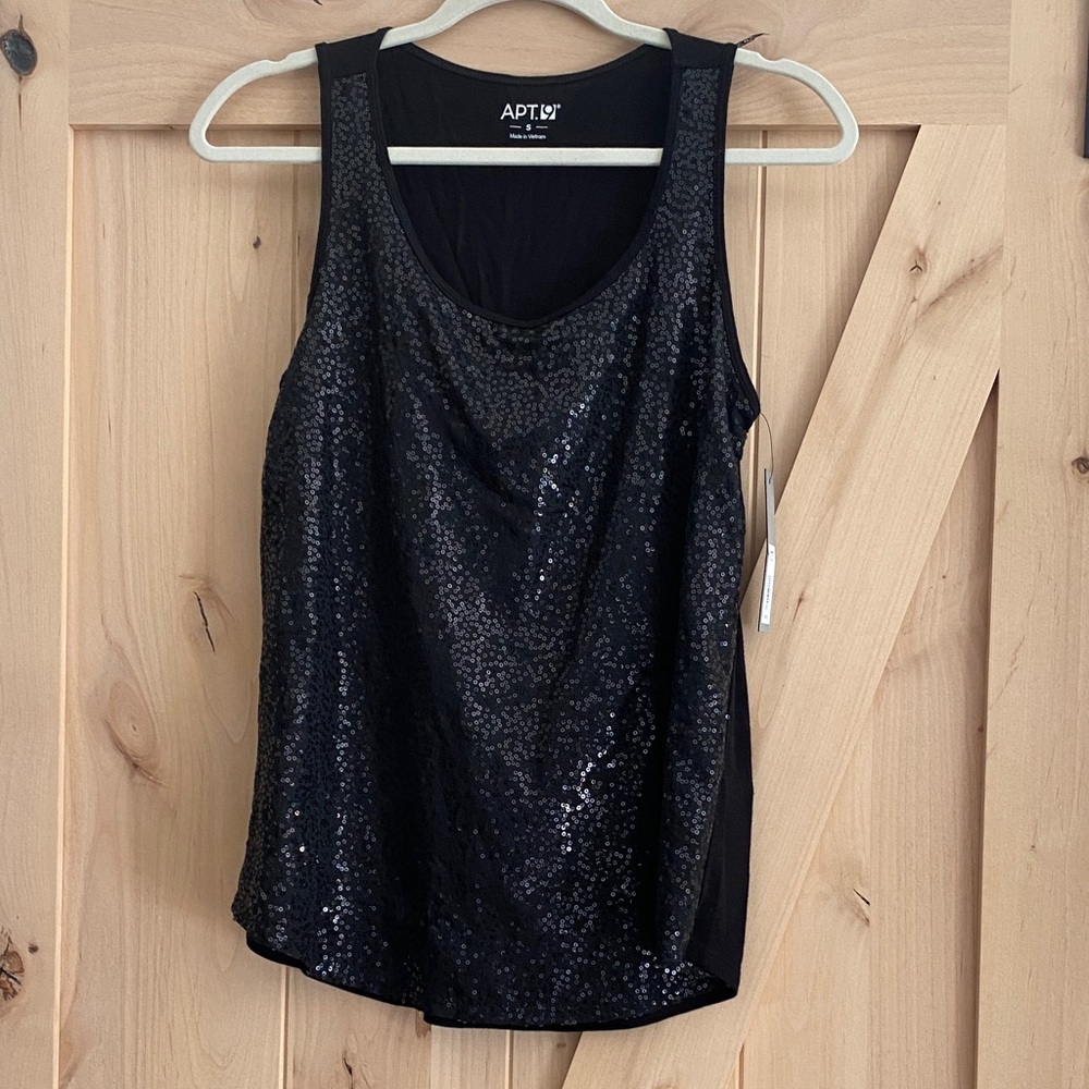 NWT! APT 9 Black Sequin Tank (S) *flaw*